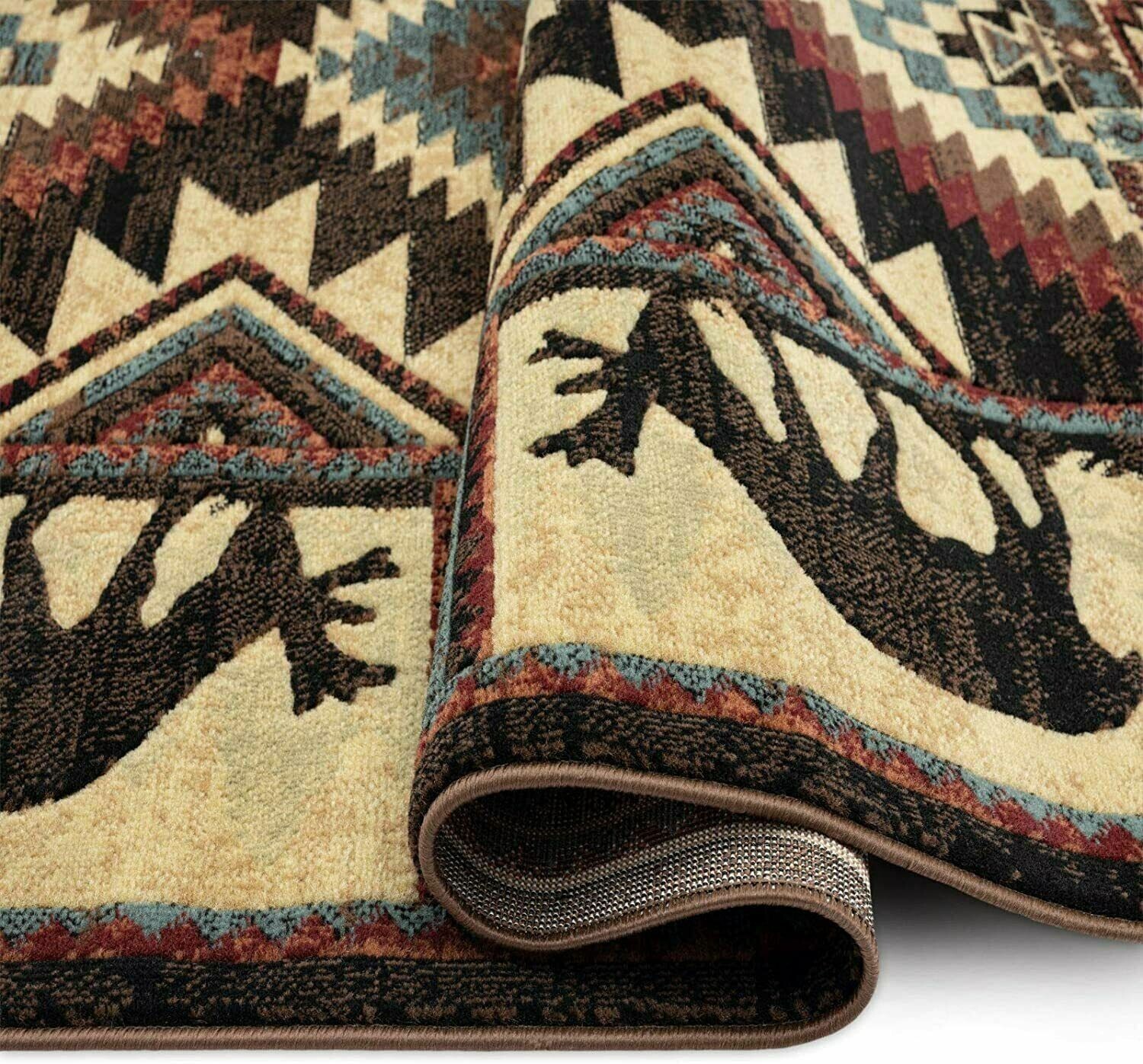 Southwestern Area Rug 5×7 Rustic Cabin Lodge Wildlife Country Farmhouse Living