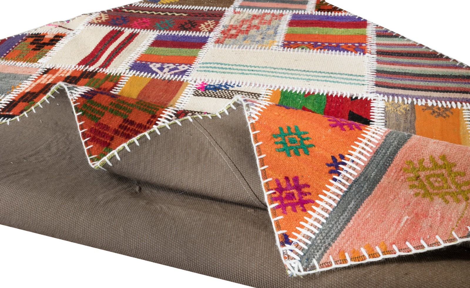 4.5×6.4 Ft Central Anatolian Handmade Patchwork Rug Made from Vintage Kilims