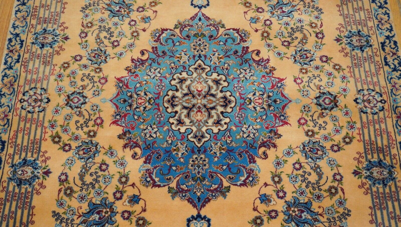 Phenomenal Isfahann Silk & Wool Hand Knotted Silk & Kurk Wool Rug 3’6″ x 5’4″