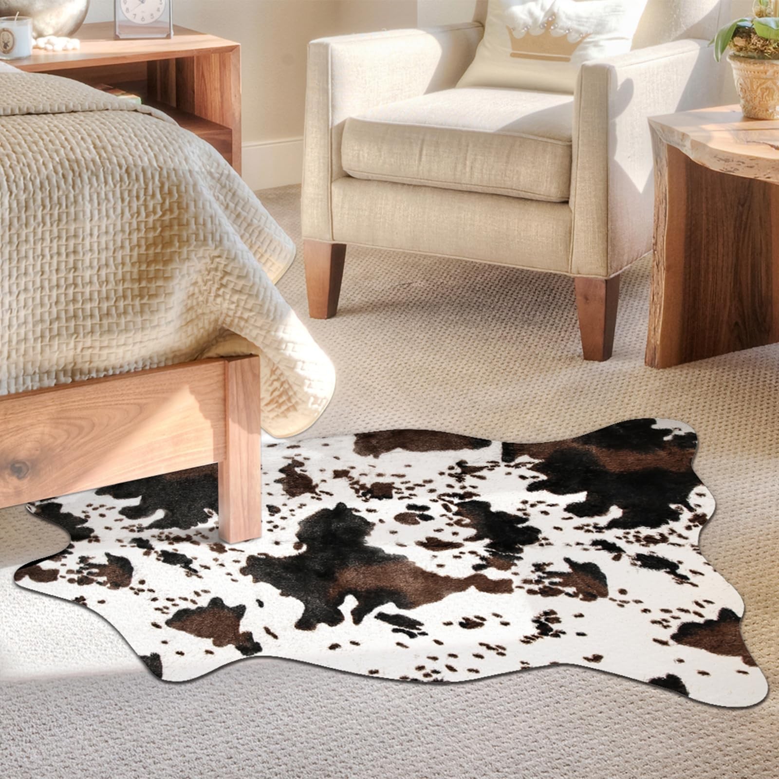 MACEVIA Cowhide Rug Cute Cow Print Rugs Western Decor for Living Room Bedroom…