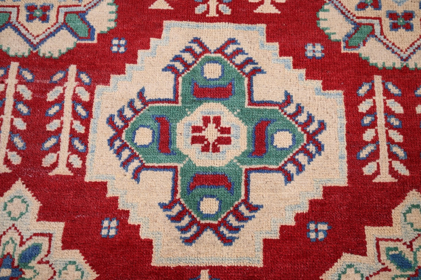 Geometric Tribal Style Kazak Hand-Knotted Bedroom Sized Rug 5×7 ft