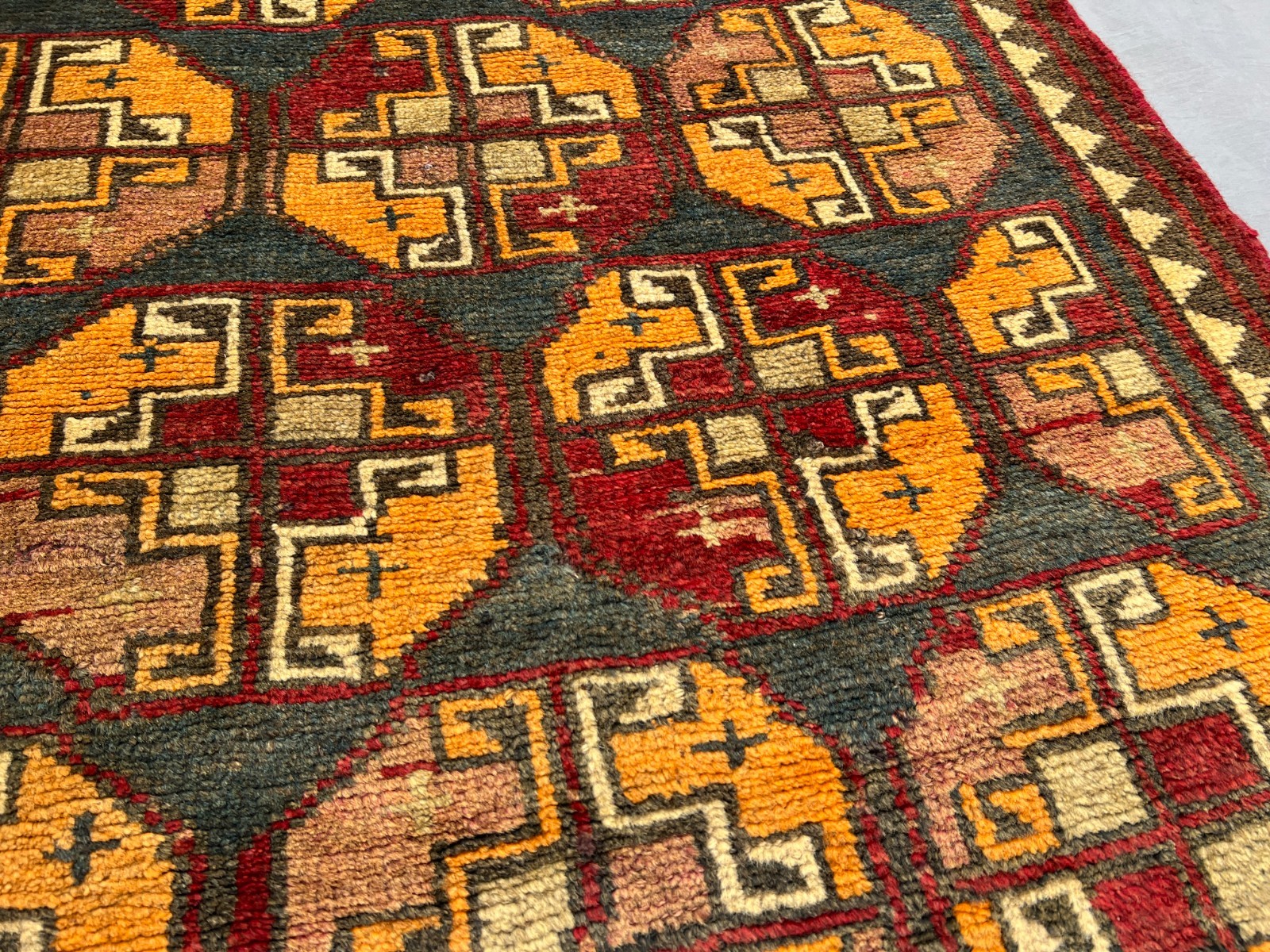 Gold Antique Turkoman Elephant Foot Gul Hand Knotted Wool Rug 3×5 Collector