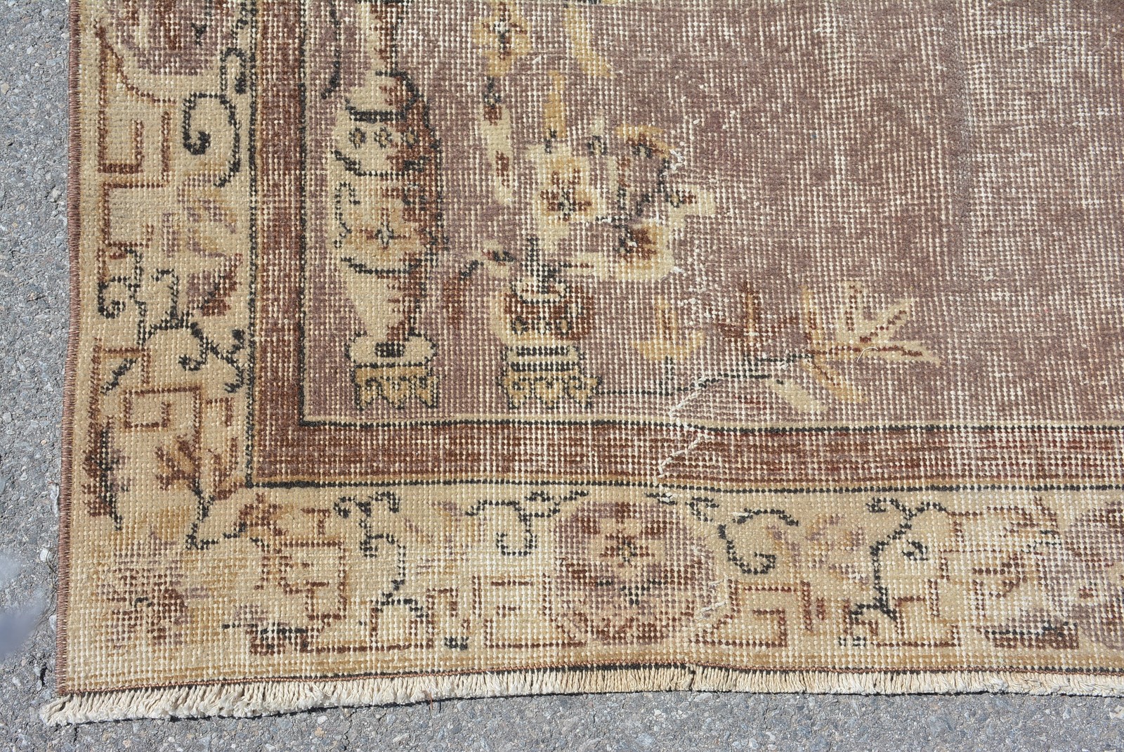 Turkish Large Rug 5×8,9 ft, Brown Moroccan Vintage Wool Rug