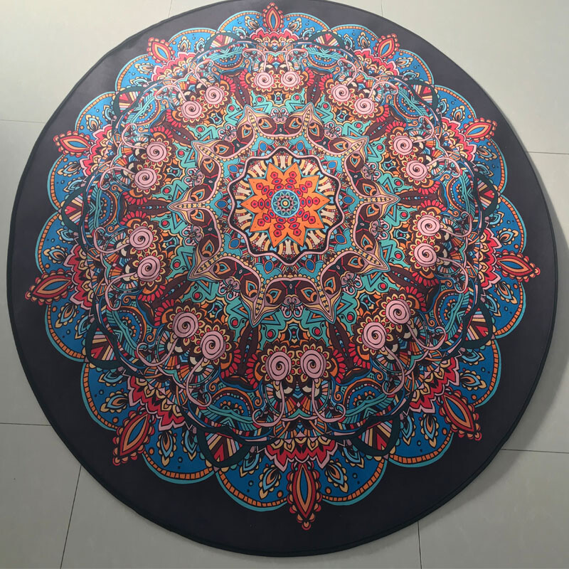 12 Color Round Rug Bohemia Non-Slip Floor Mat Carpet Mandala Soft Home Room Deco