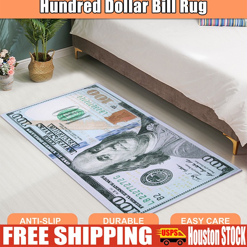 Hundred Dollar Bill Rug/Carpet – Home Decor, Non-Slip, Soft, Modern,USA