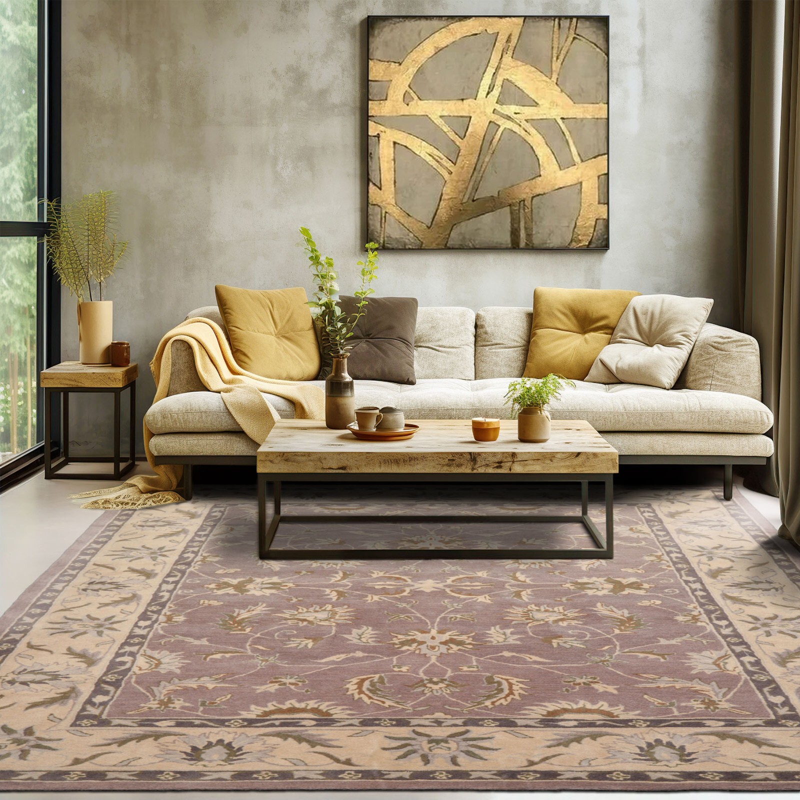 LoomBloom Multi Sizes Aubergine Hand Tufted Traditional Abstract Wool Area Rug