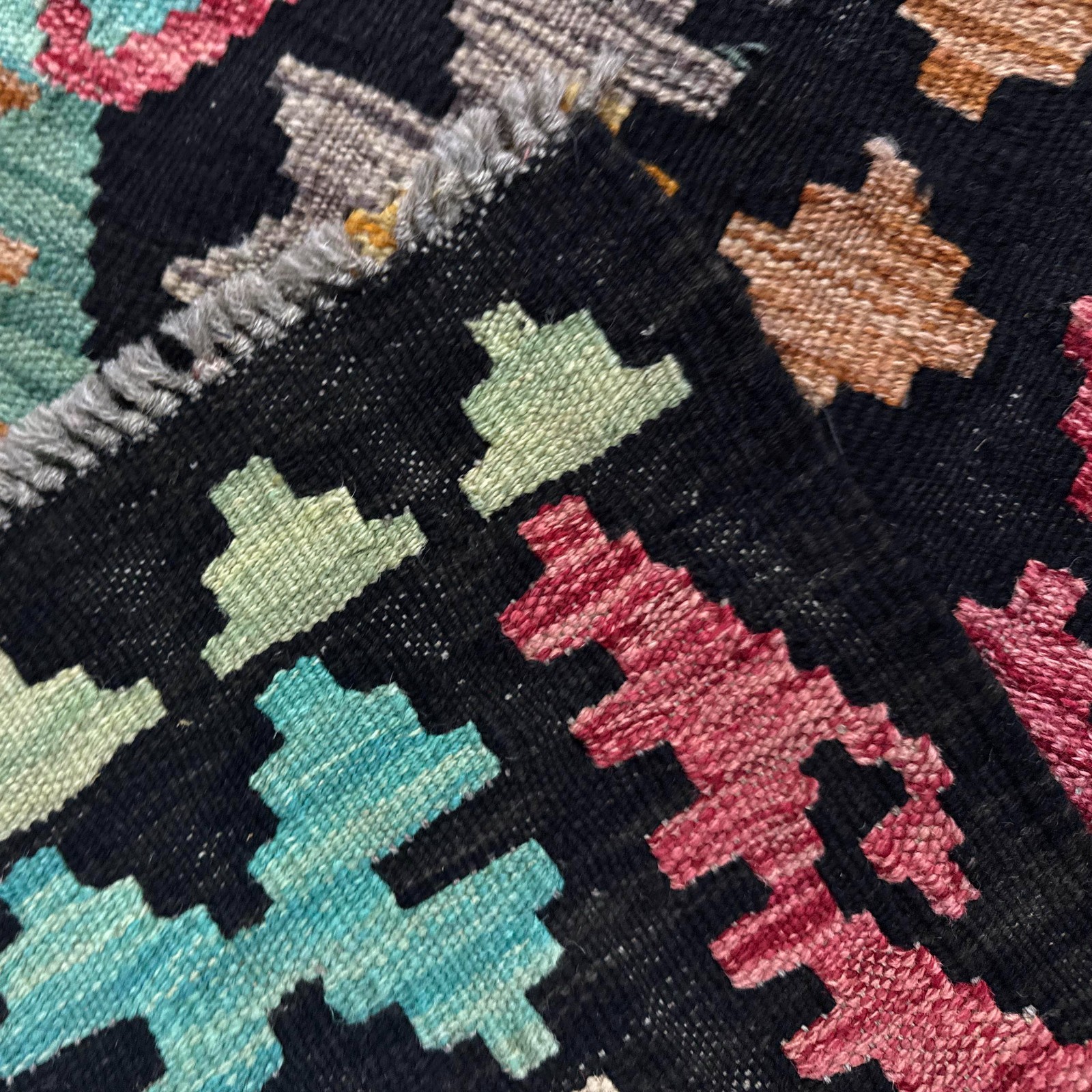 Turkish Kilim Geometric Afghan Area Rugs 6’8×10’0 Ft Handmade Large Rugs, W38069