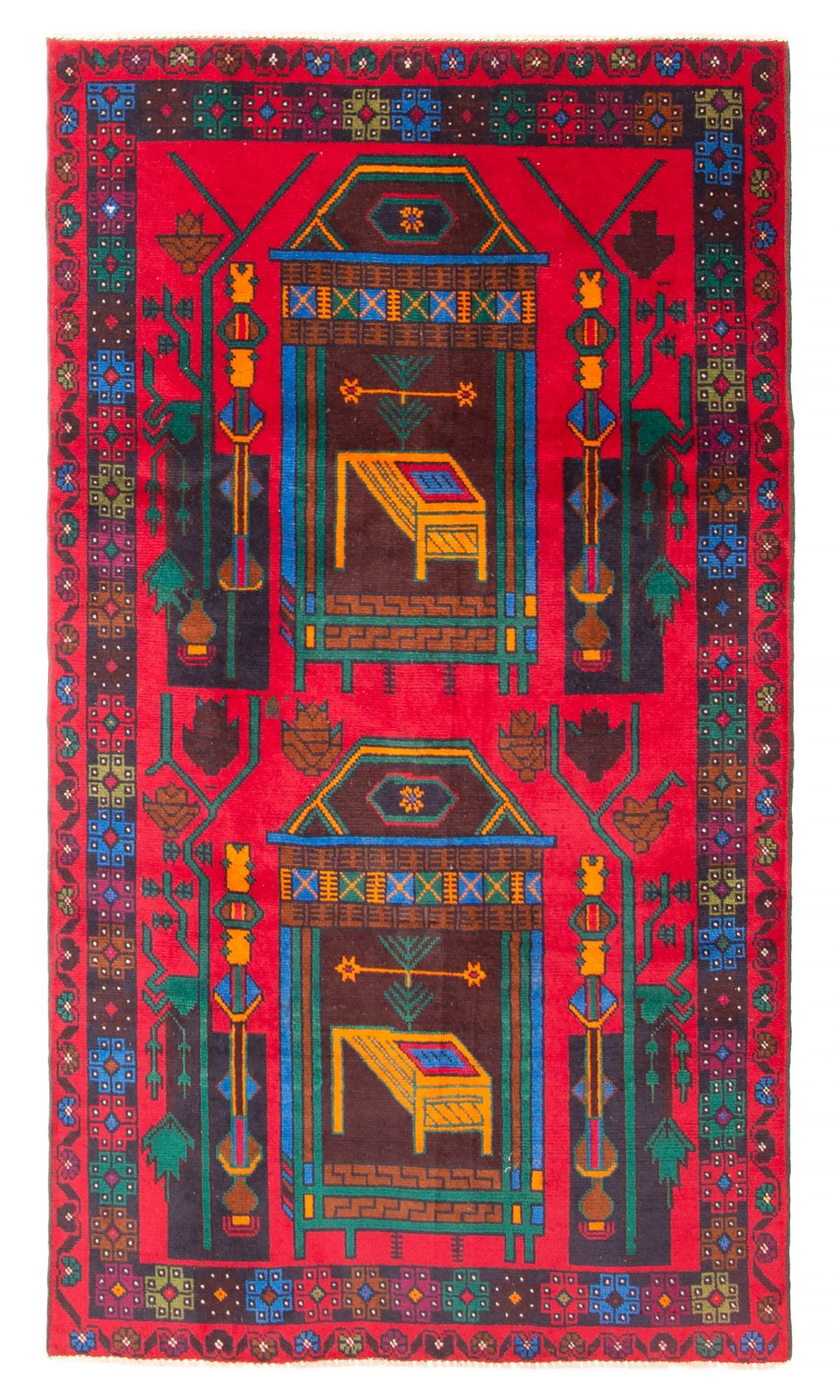 Vintage Traditional Hand-Knotted Area Rug 3’7″ x 6’4″ Oriental Wool Carpet