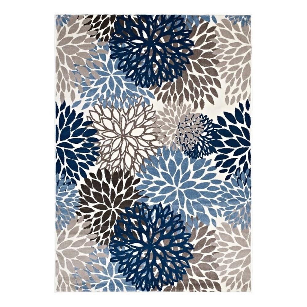 Modway Calithea 63×90.5″ Classic Abstract Floral Area Rug in Blue/Brown/Beige