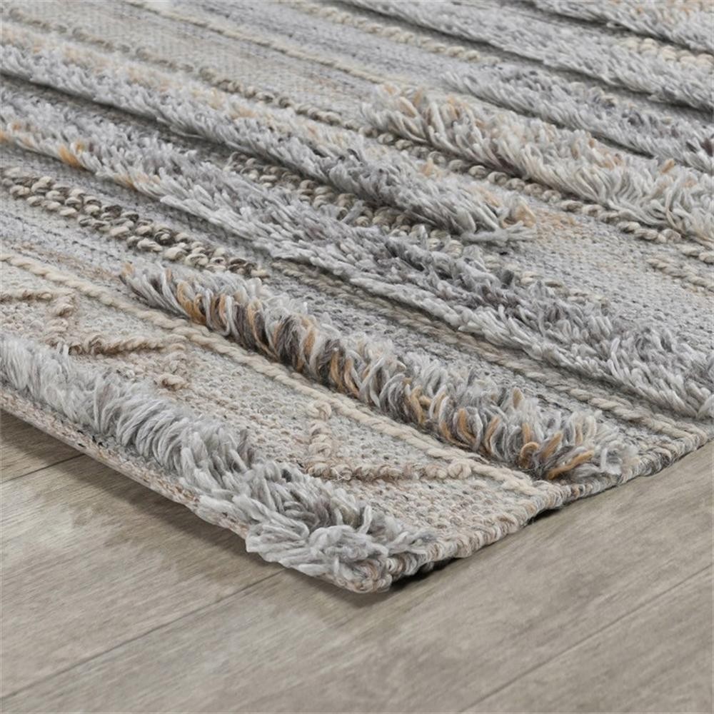 Pemberly Row 60 x 96″ Striped Polyester Fabric Area Rug in Gray