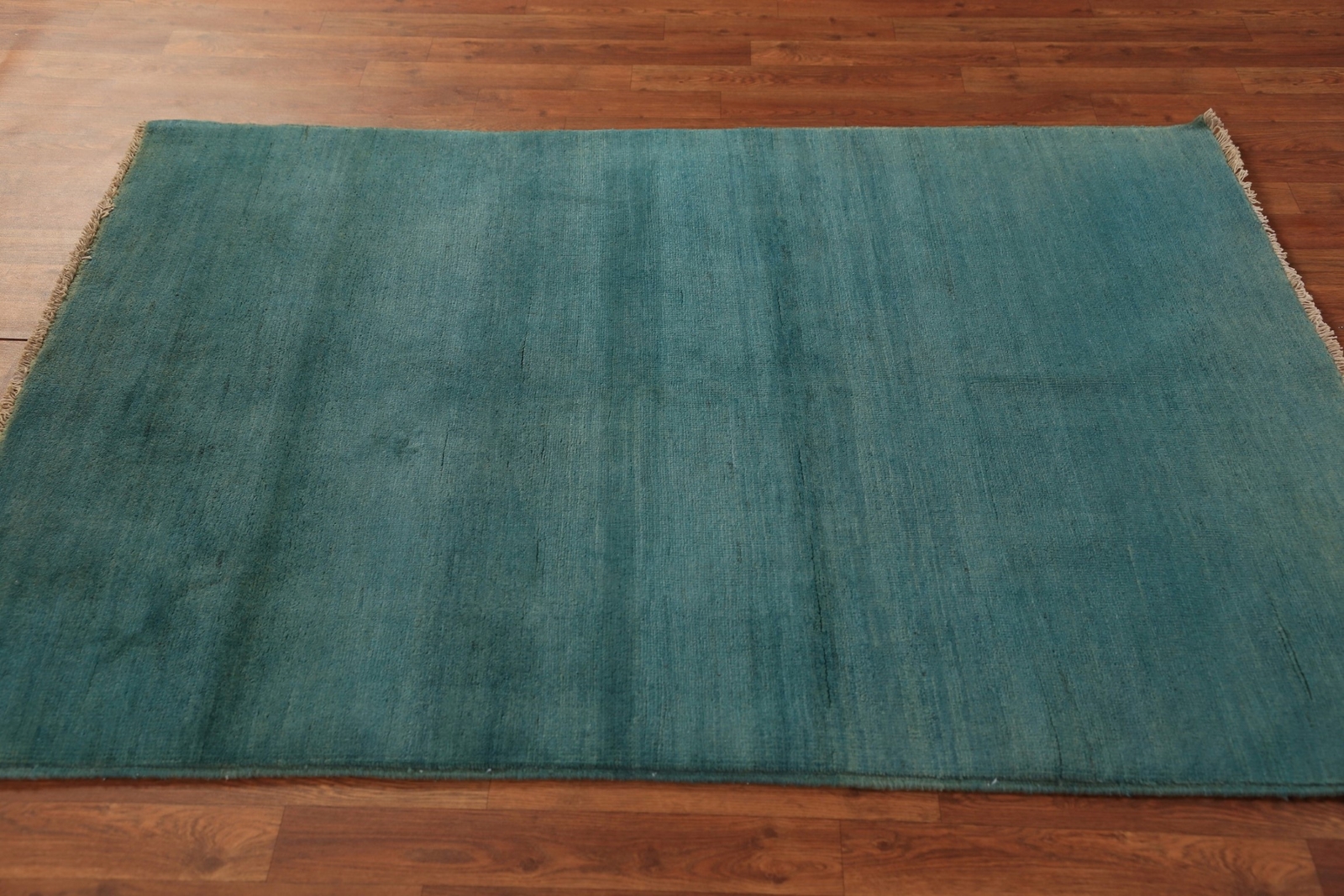 Versatile Gabbeh Solid Design Blue Wool Modern Foyer Rug Ideal for Any Room 4×6