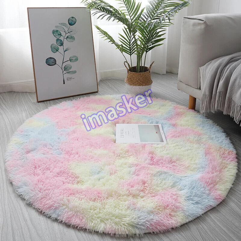 Living Room Round Rug Carpet Nonslip Bedside Coffee Table Mat Thick Pile Rugs