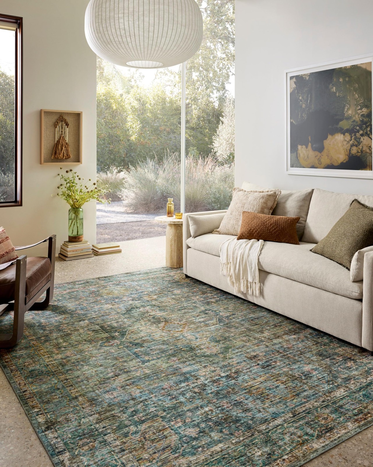 Loloi Anniston Collection ANS-05 Lagoon/Multi7′-6″ x 9′-6″ Machine Wash Area Rug
