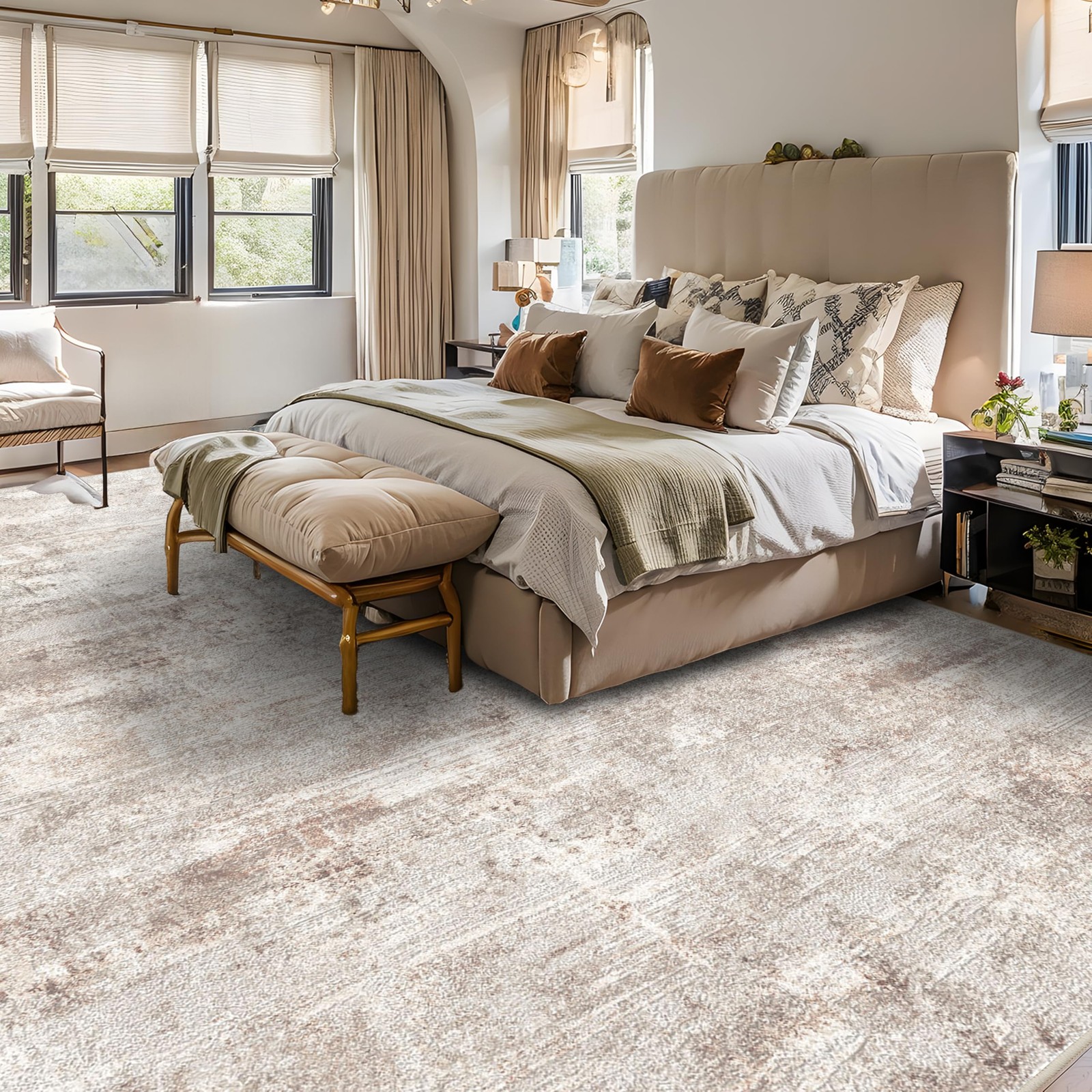 RUUGME 10X14 Abstract Area Rug:Large Washable Living Room Rug Indoor Non Slip Ca