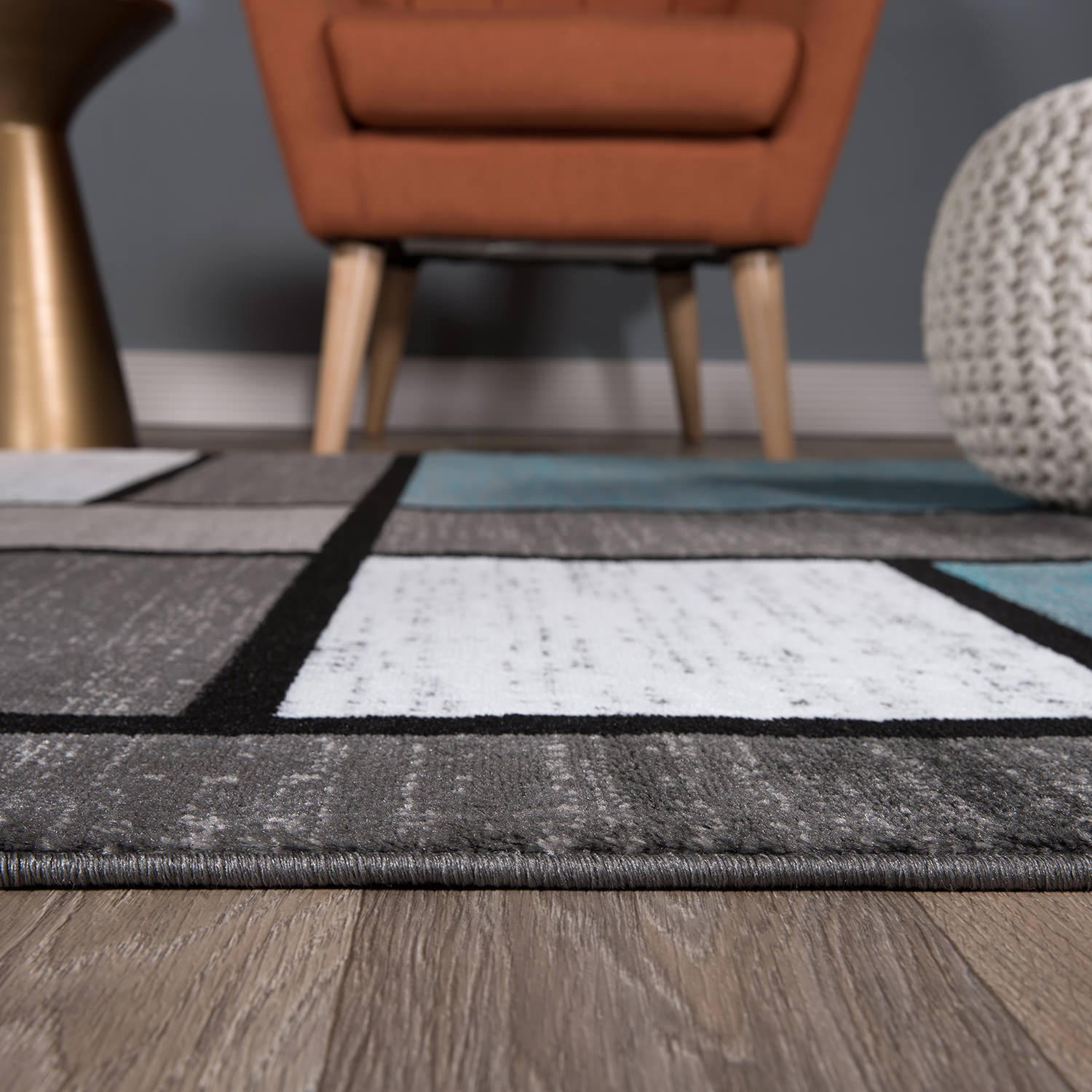 Rugshop Indoor Doormat Contemporary Modern Boxed Color Block Rugs 2×3 Small Rug