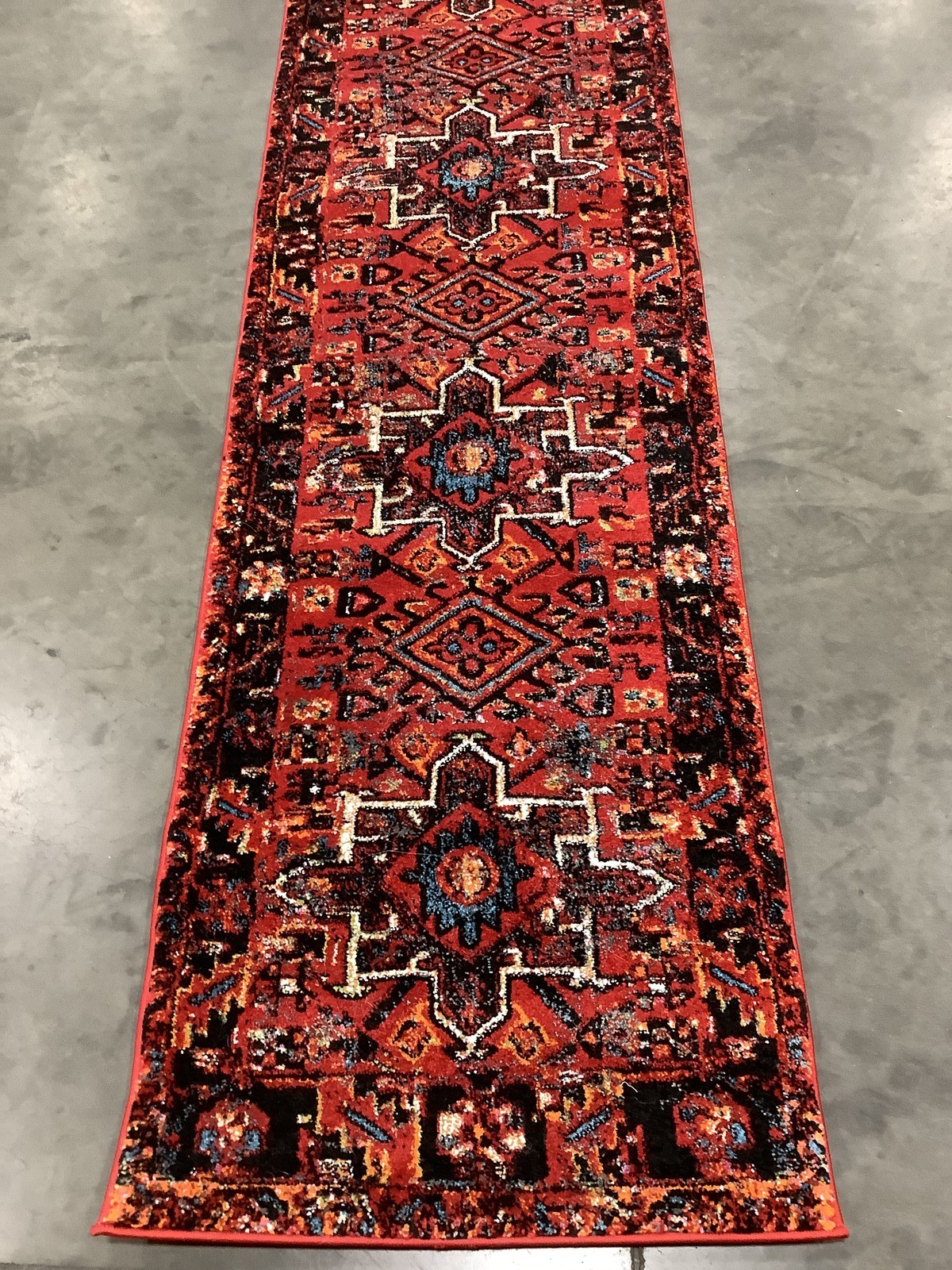 RED MULTI 2′-3″ x 12′-0″ Pulled Thread Rug, Reduced Price 1172685907 VTH211A-212