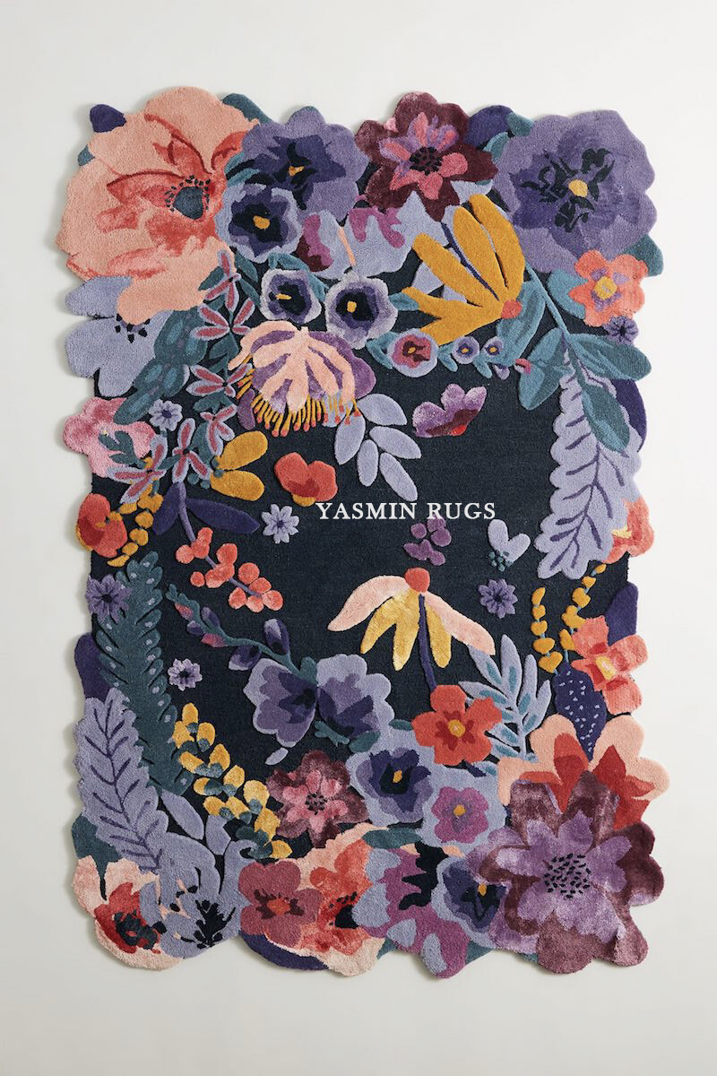 Cassia Floral Handmade Tufted Carpet 4X6 FEET Area Rug Thick Tufted Multicolored