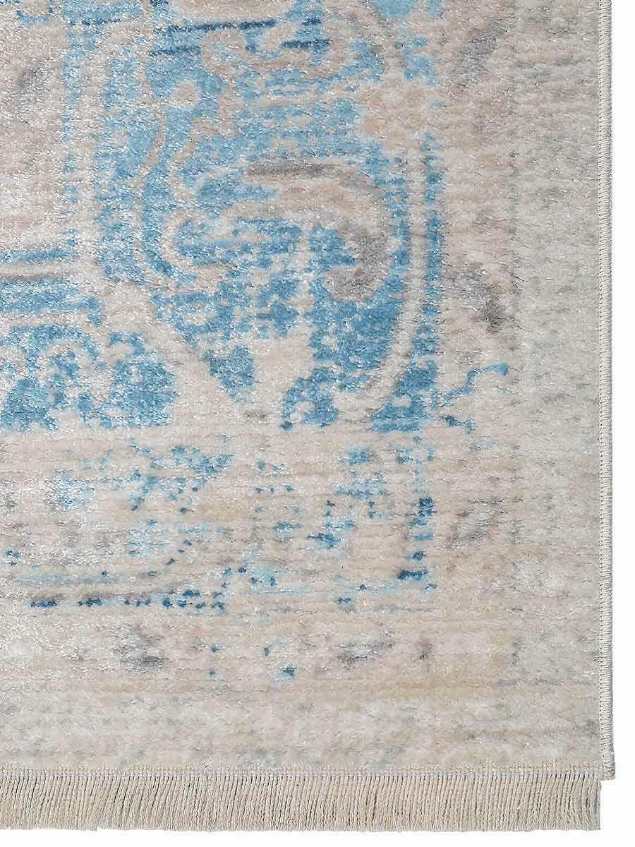 Machine Woven Cross Weave Polyester Area Rug Oriental Gray Blue BBH Homes M00072