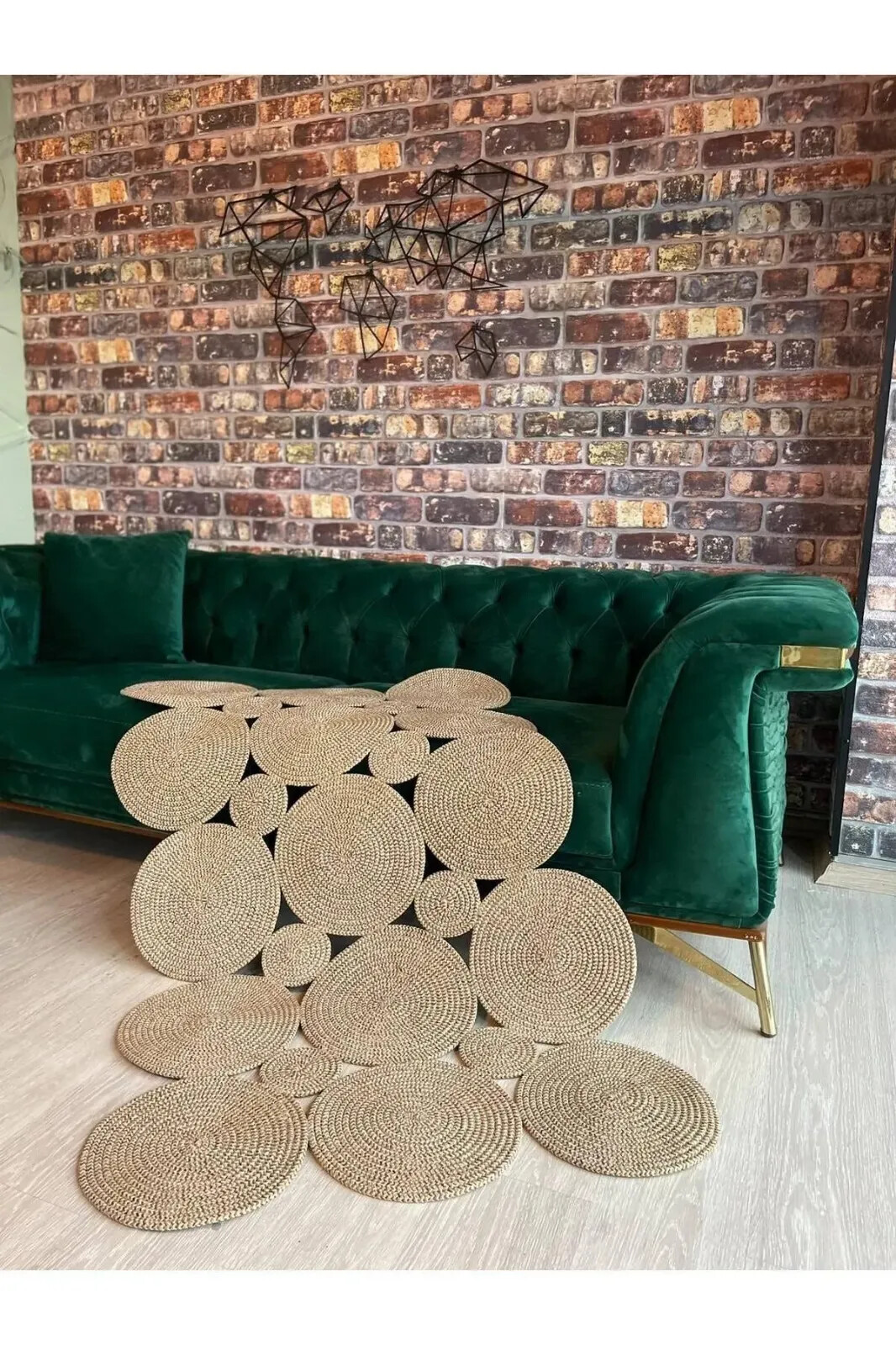 Straw Jute Knitting Circles Pattern Rug Special Design Carpet