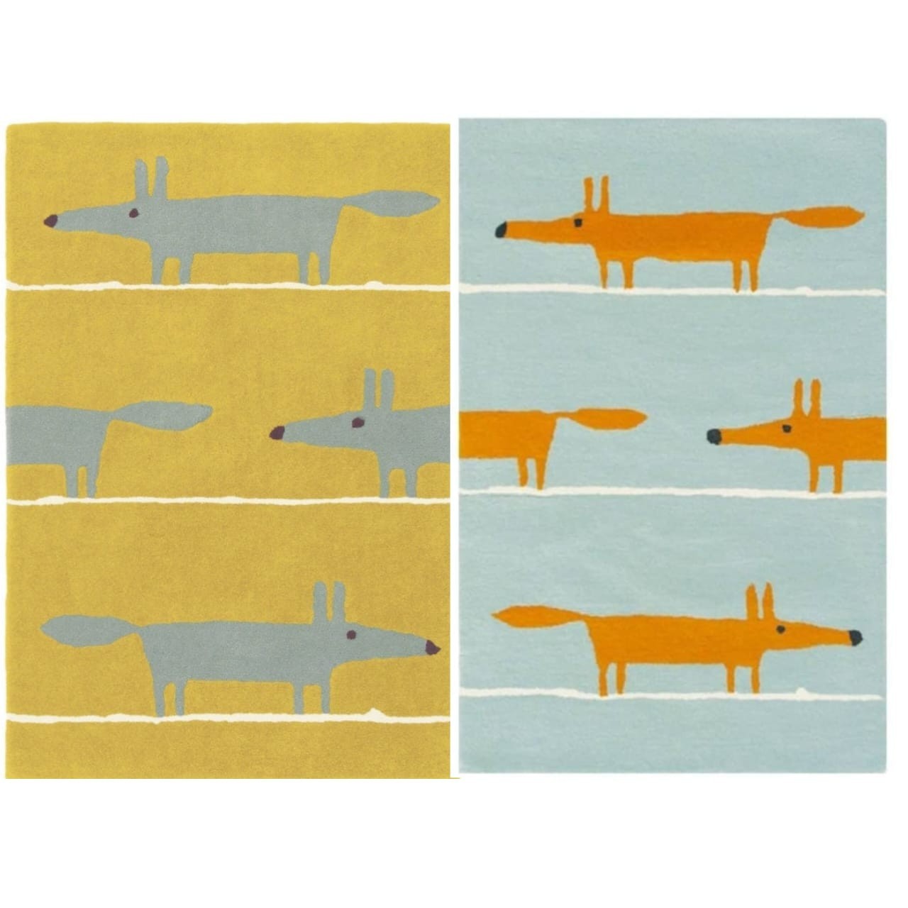 Scion Mr Fox Mustard Hand-Tufted Wool Rug 9×12 ft – Nordic Knots Brown Design,