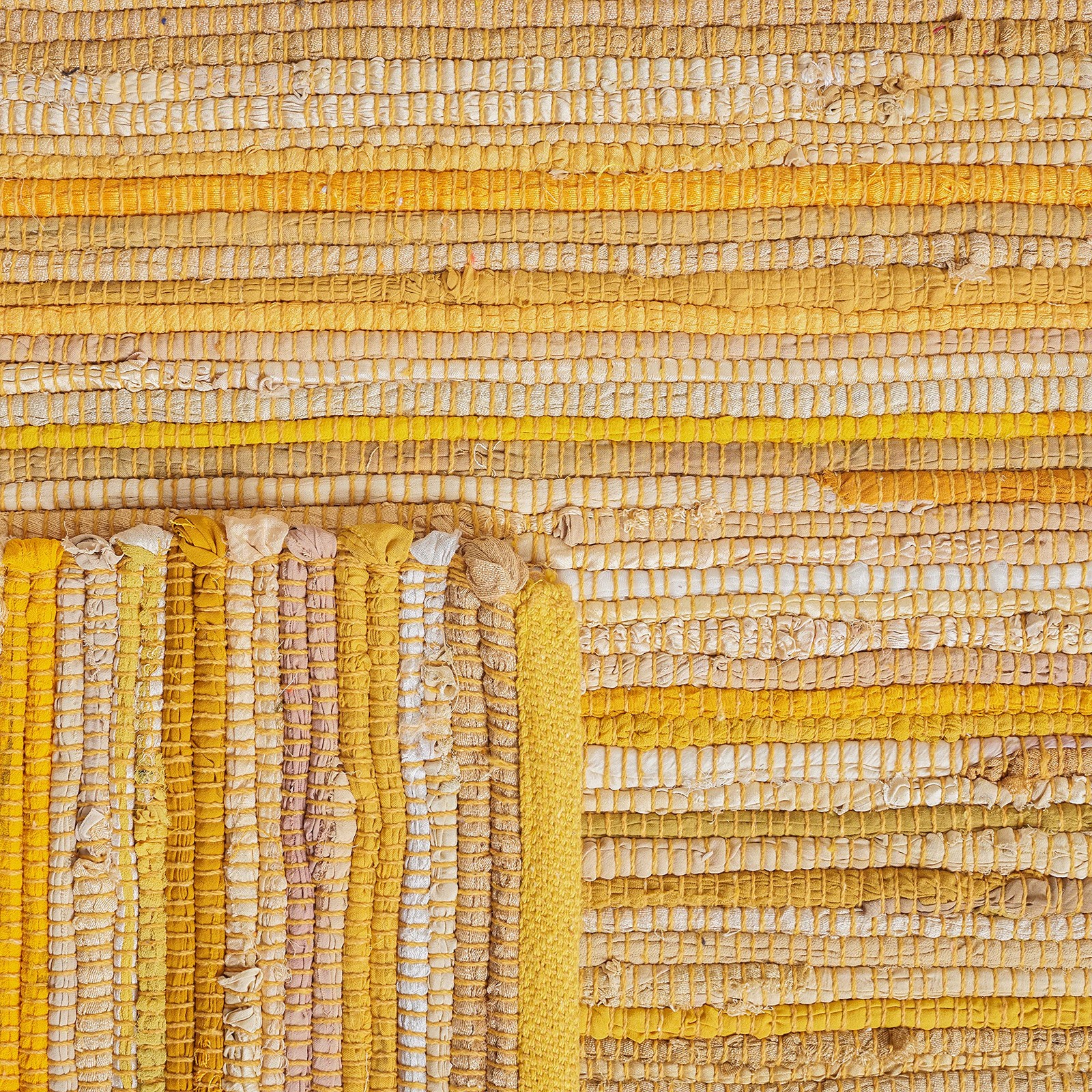 Area Rug 8×10 – Rag Rug Collection – Large – Yellow & Multi, Handmade Cotton,…