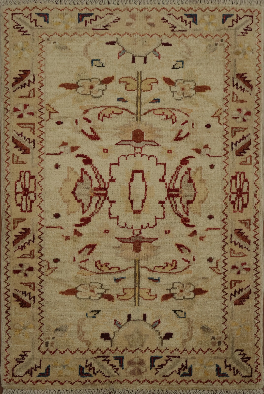 Chobi-Peshawar Oriental Accent Rug 2×3 Hand-knotted Wool Geometric for Foyer