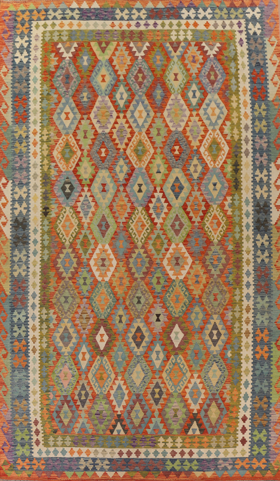 Dual-Sided Kilim Kelim Rugs Flatweave Wool Palace Sized Carpet 10×16 ft