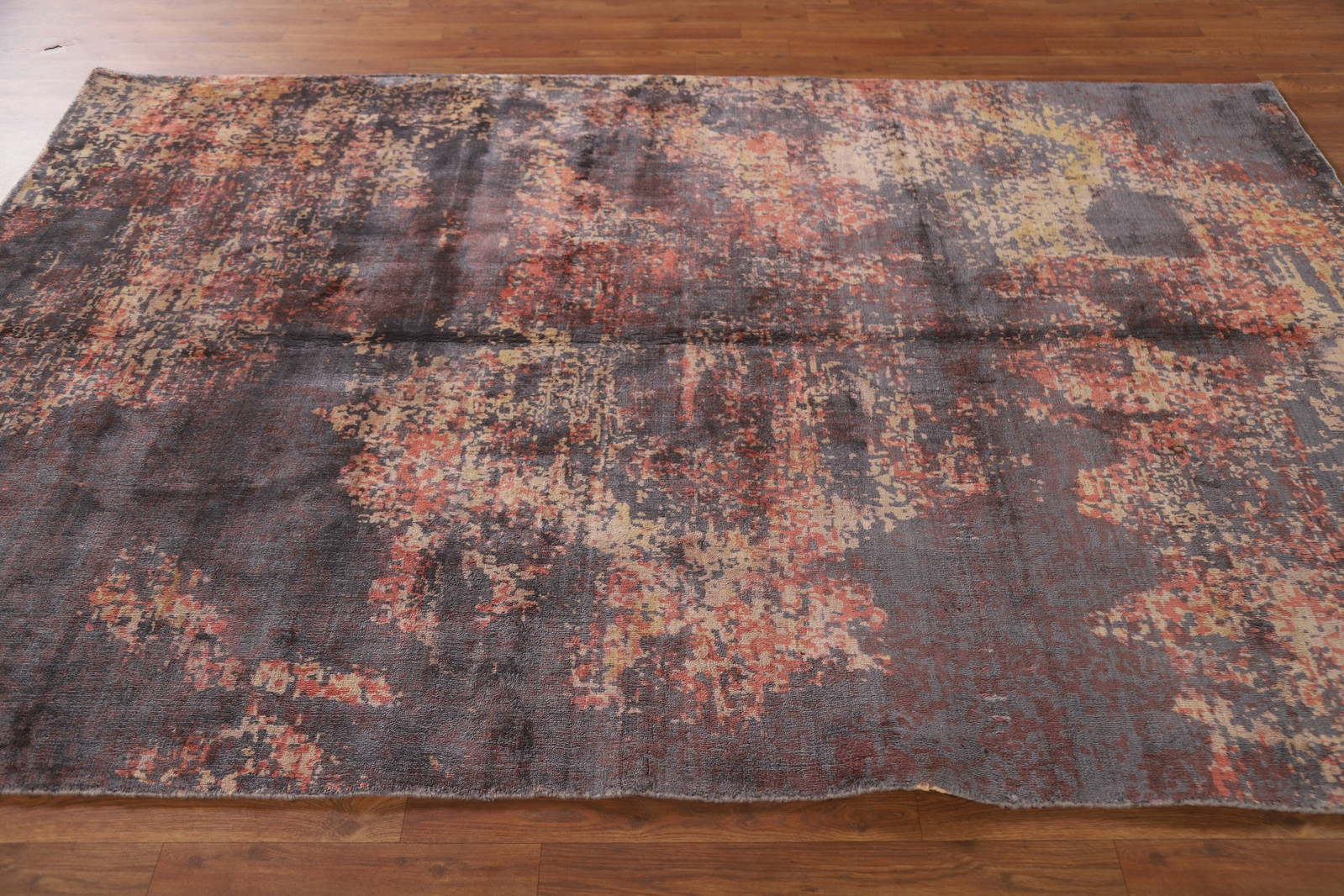 All-Over Pattern Modern Abstract Rug 5×8 Ft Hand-Knotted Wool Indian Area Rug