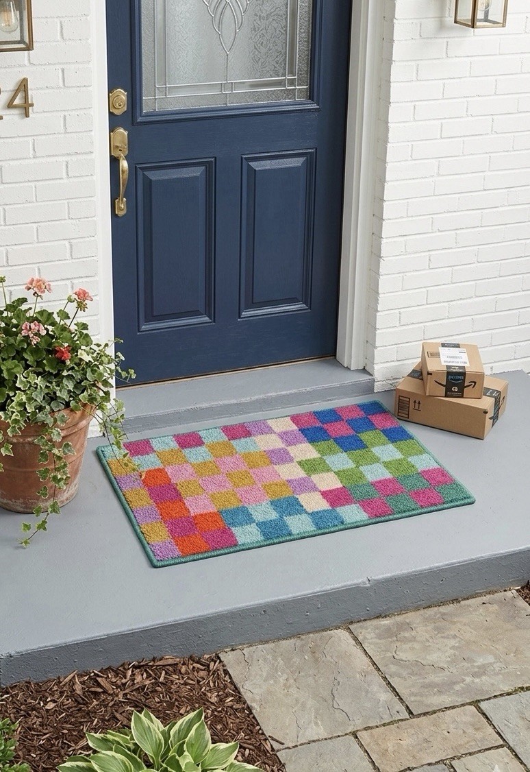 World Market Rug Scatter Rug Hand Tufted Artisans Checkers Rug Outdoor / Indoor