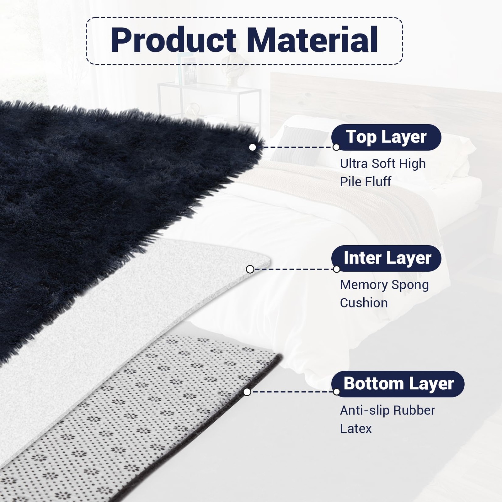 Ultra Soft Shag Area Rug, Cozy Washable Fuzzy Carpet Non-Slip Backing Home Decor