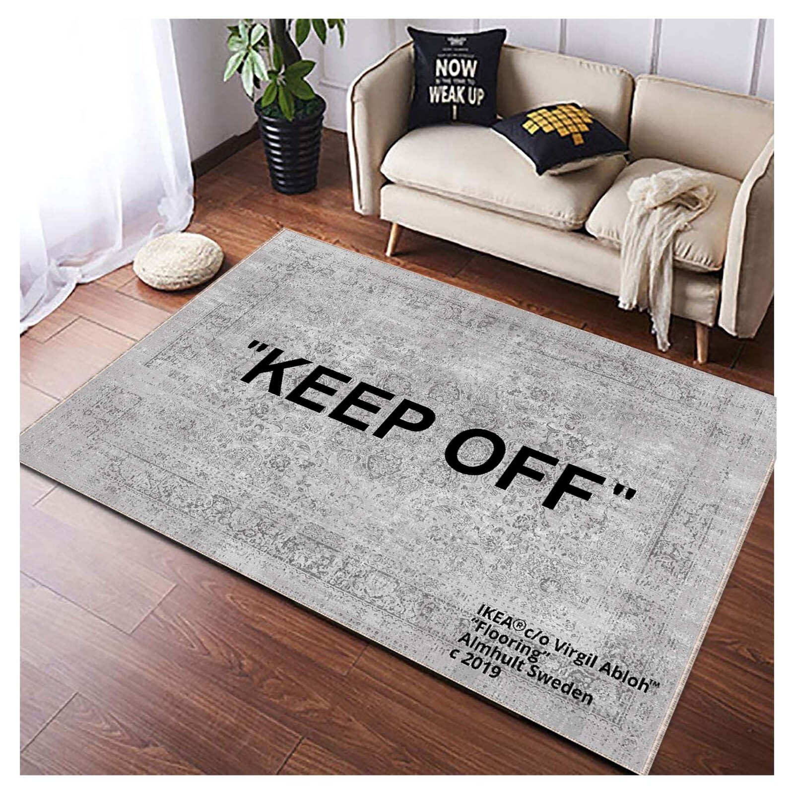 Gray Color Keep Off and Black Word Carpet, Cool Rug Carpet, Keep Off, Keep Off