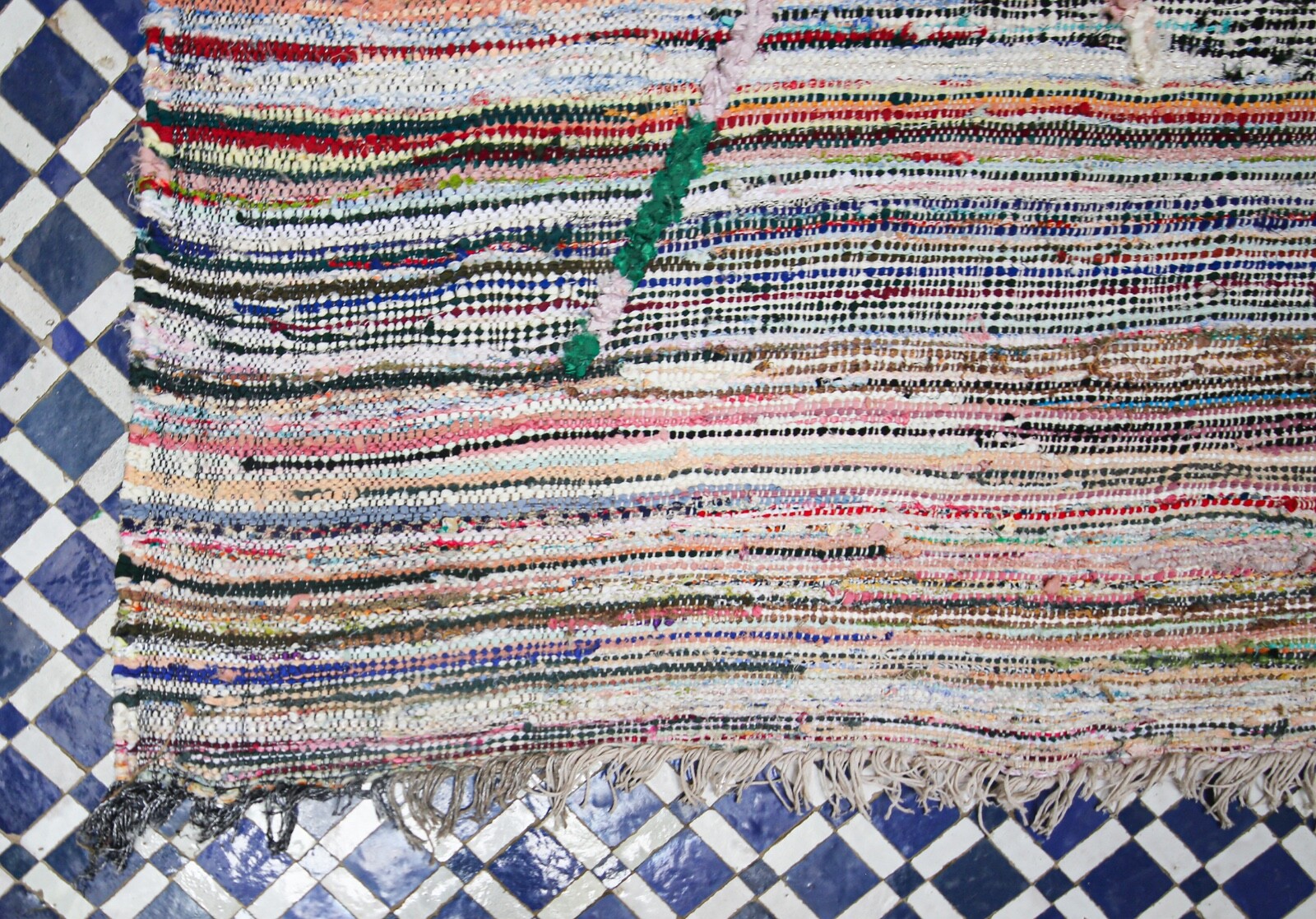 Moroccan Berber Boucherouite Rug Carpet Tribal Art – Fabric Pieces – 6 x 9.2