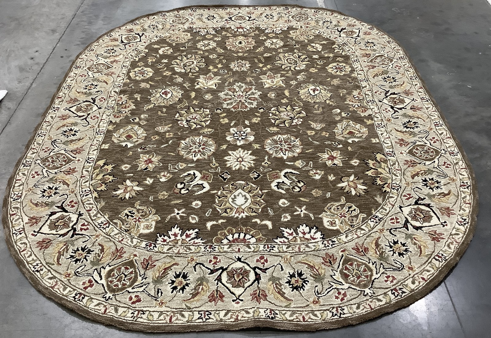 BROWN / IVORY 7′-6″ x 9′-6″ Back Stain Rug, Reduced Price 1172684683 HK505B-8OV
