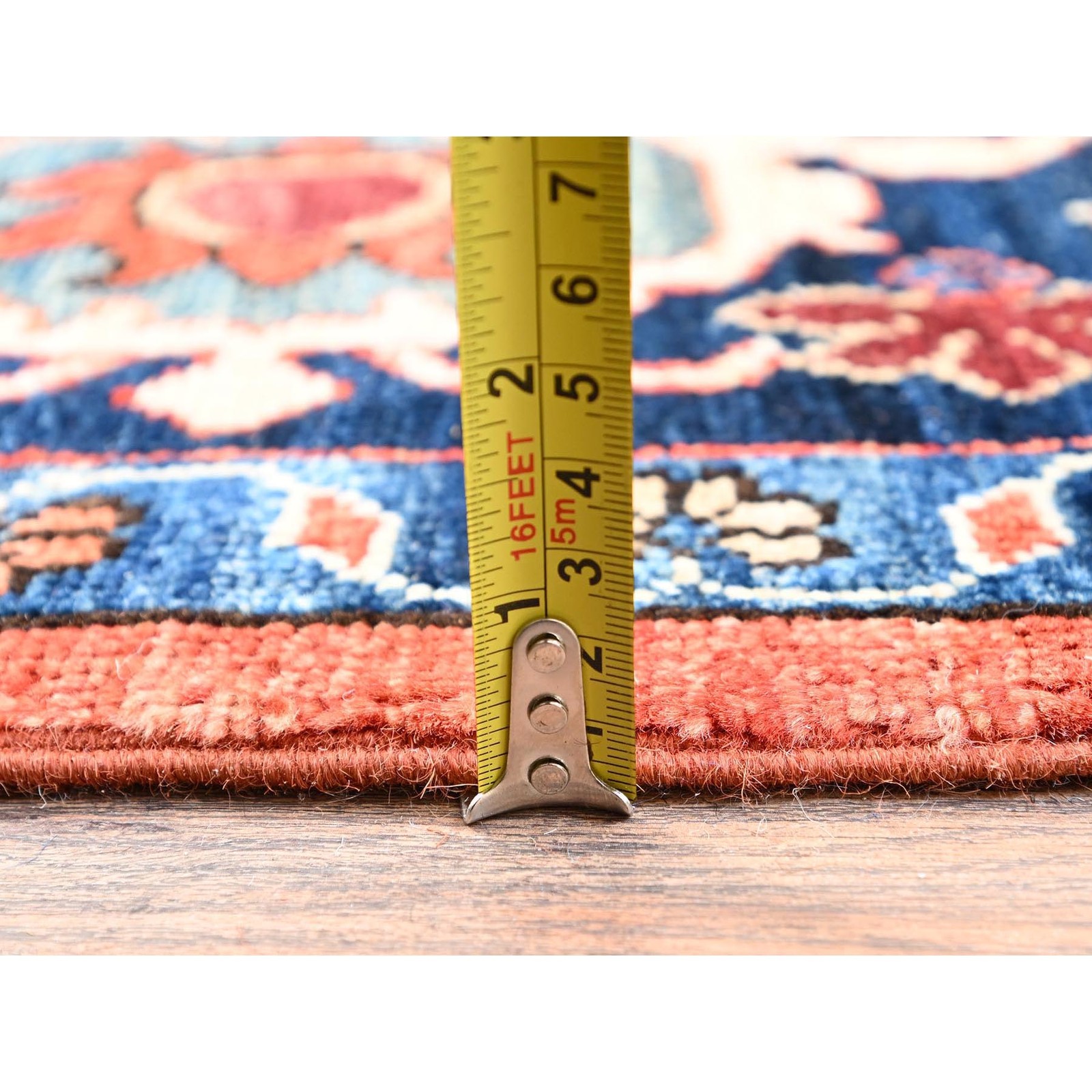 8’x10’10” Rust Orange Seeripe Heris with Medallion Design Wool Hand Knotted Rug
