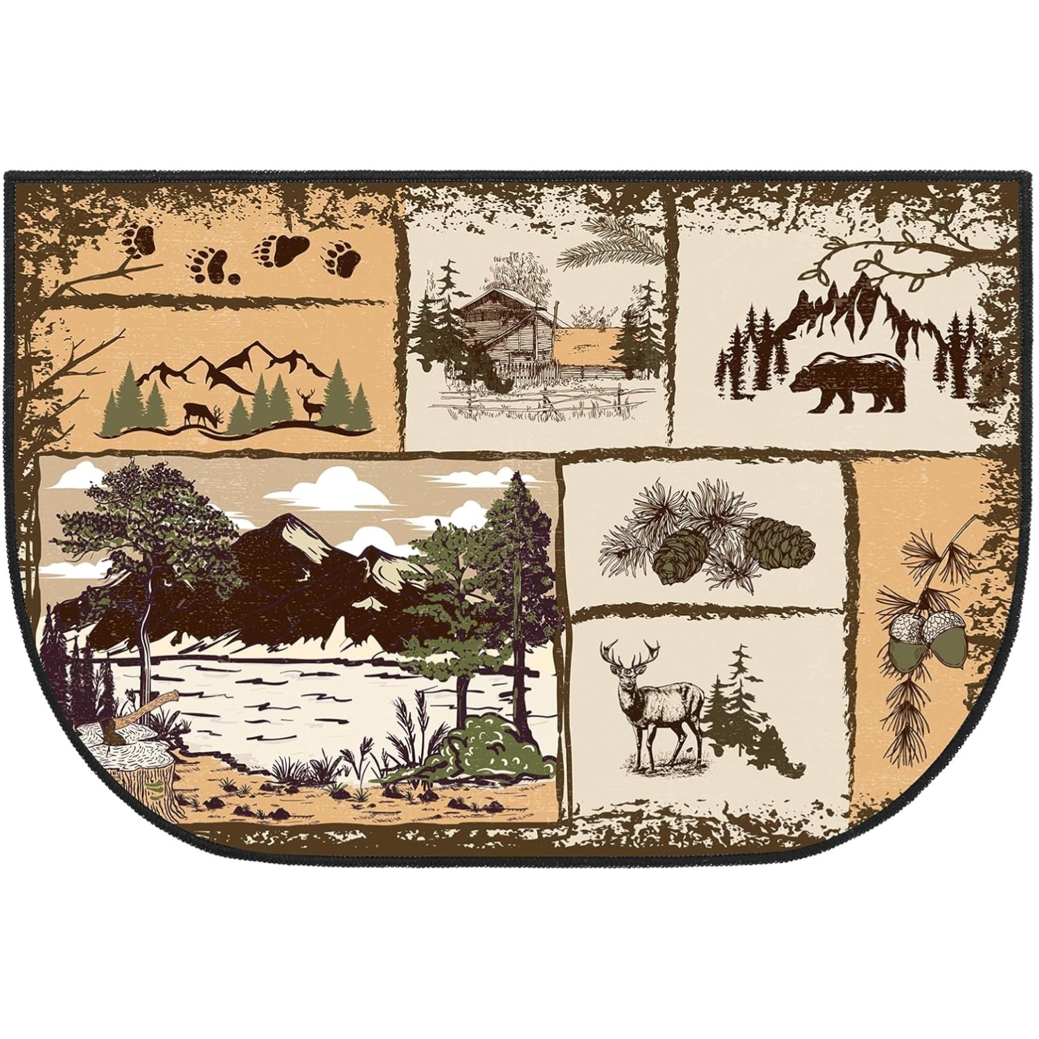 Multicolor Animal-Themed Fireproof Rug, 24 x 36 Inch, Perfect for Cabin Styles