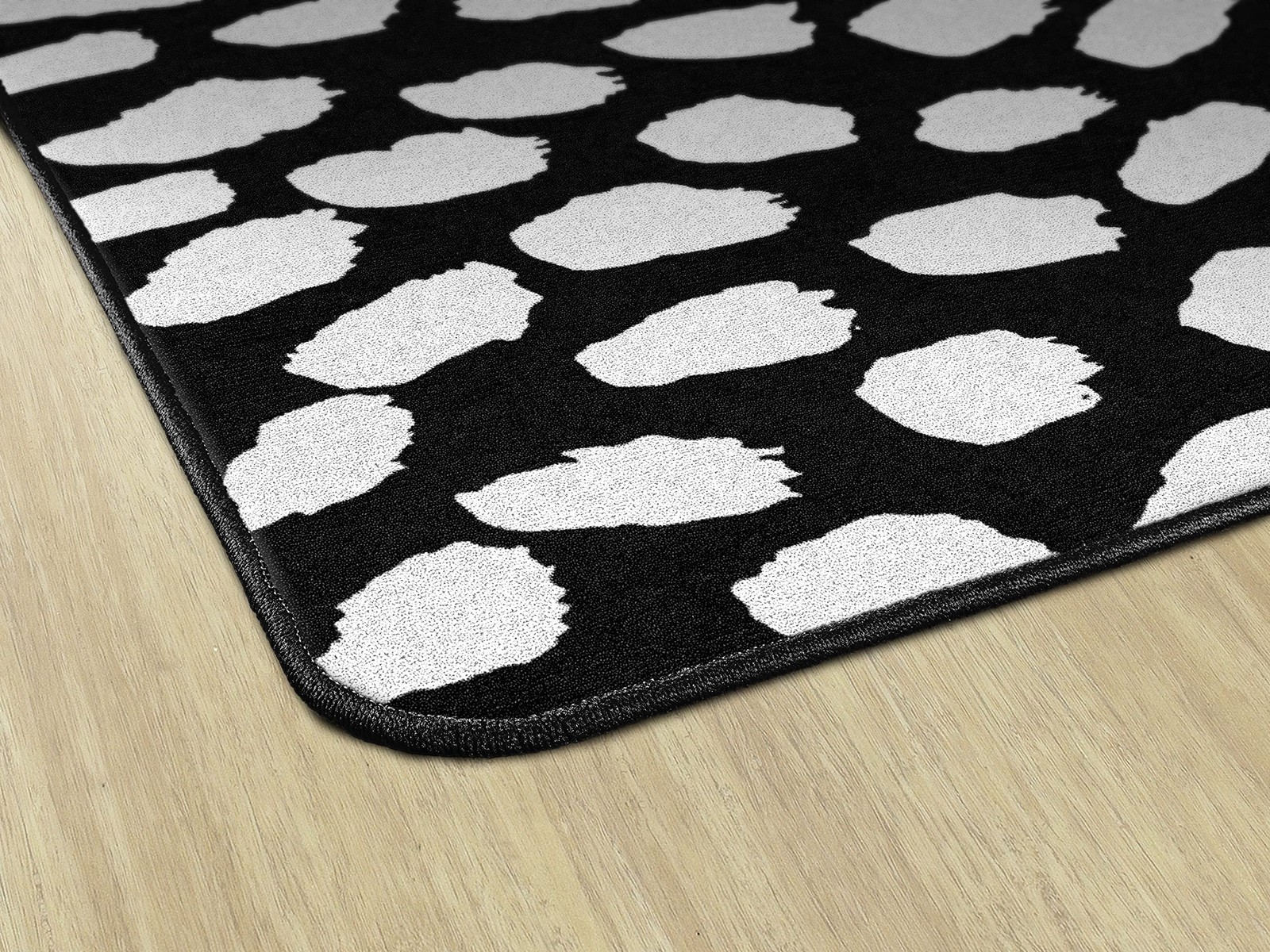 White on Black Safari Dot Classroom Area Rug for Indoor Classroom Learning or…