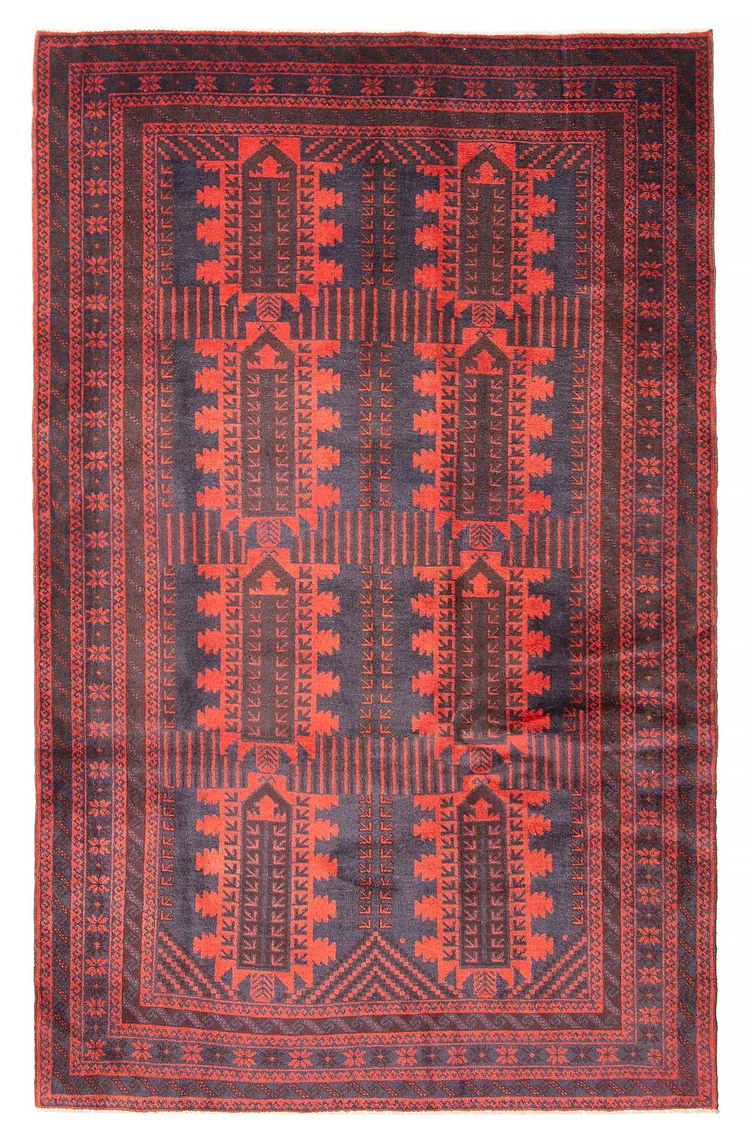Vintage Hand-Knotted Area Rug 4’2″ x 6’8″ Traditional Oriental Wool Carpet
