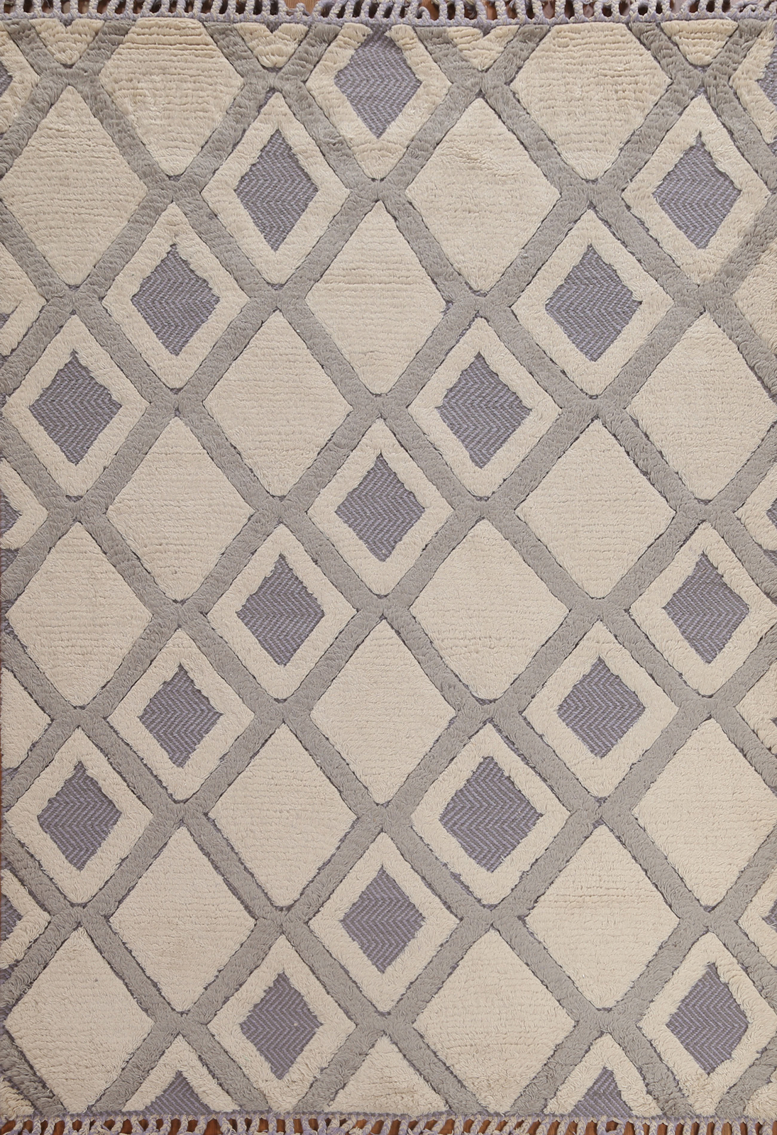 Luxury Hand-Knotted Abstract Moroccan Wool Rugs Living Room 6×8 ft
