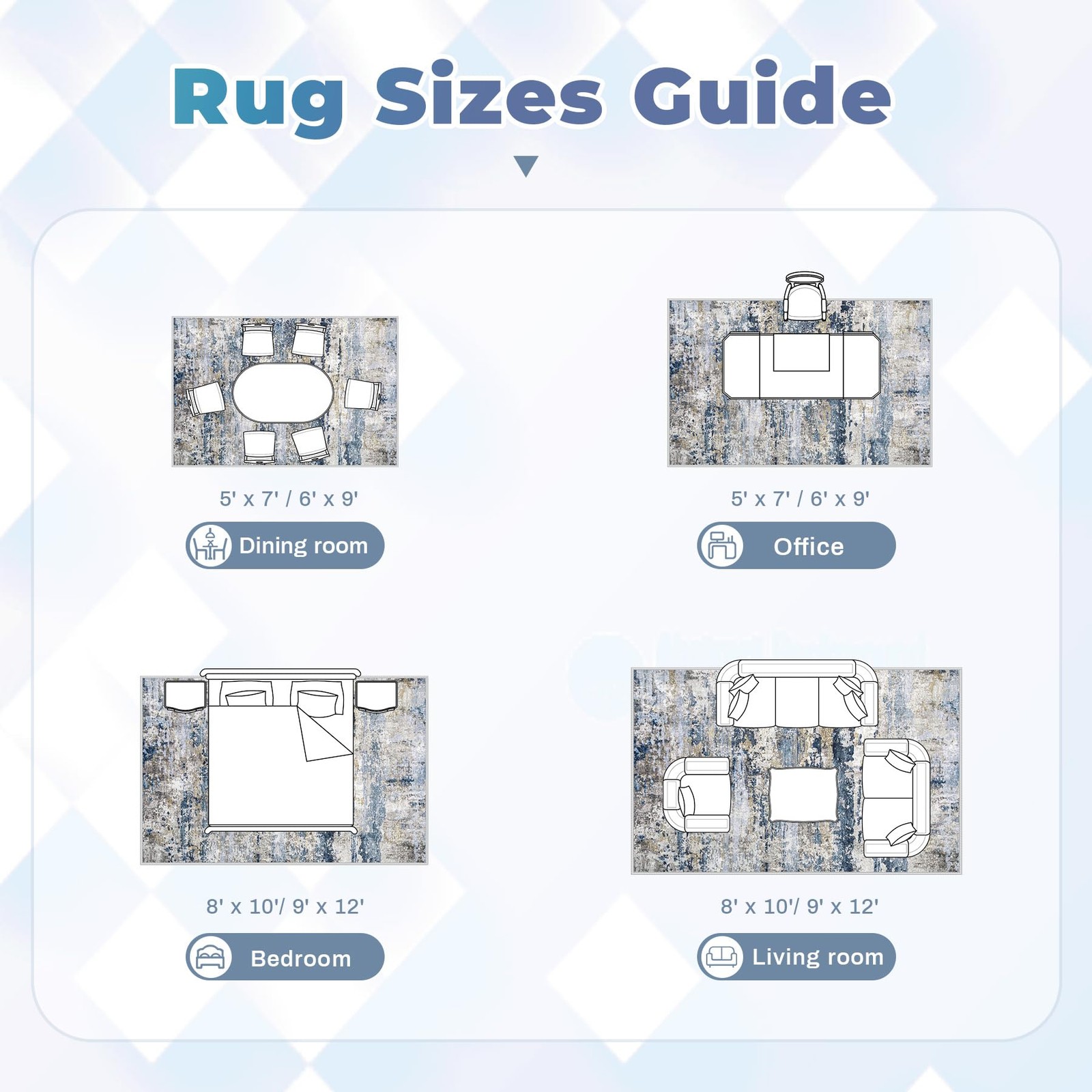 Area Rugs 8×10 for Living Room: Washable Rug Modern Abstract Neutral Soft Non…