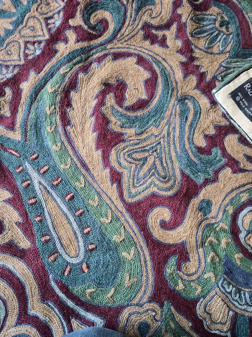 Ralph Lauren Elizabeth Paisley 100% Wool Handmade Chainstitch Rug – 6′ x 9′ **