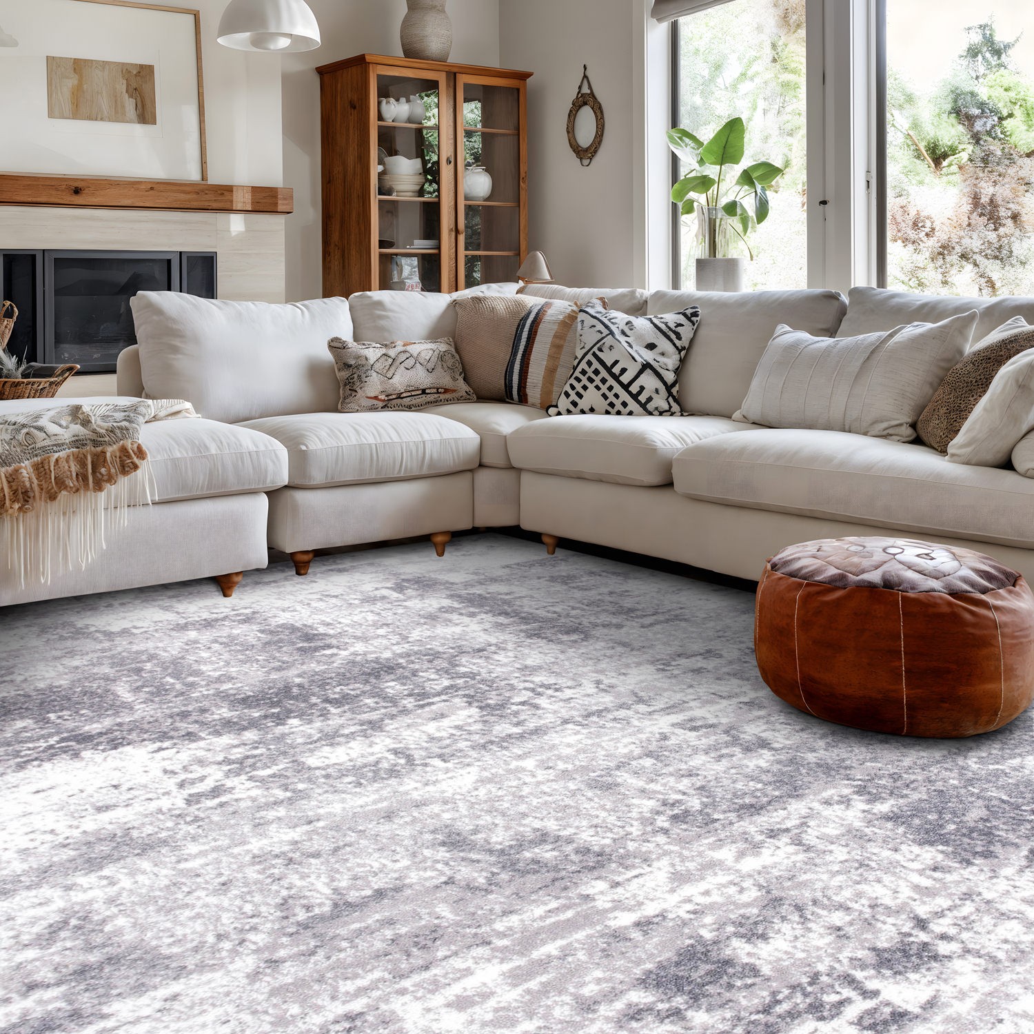 Rugshop Area Rug Distressed Abstract Carpets for Sale Living Room Rugs Gray 5×7
