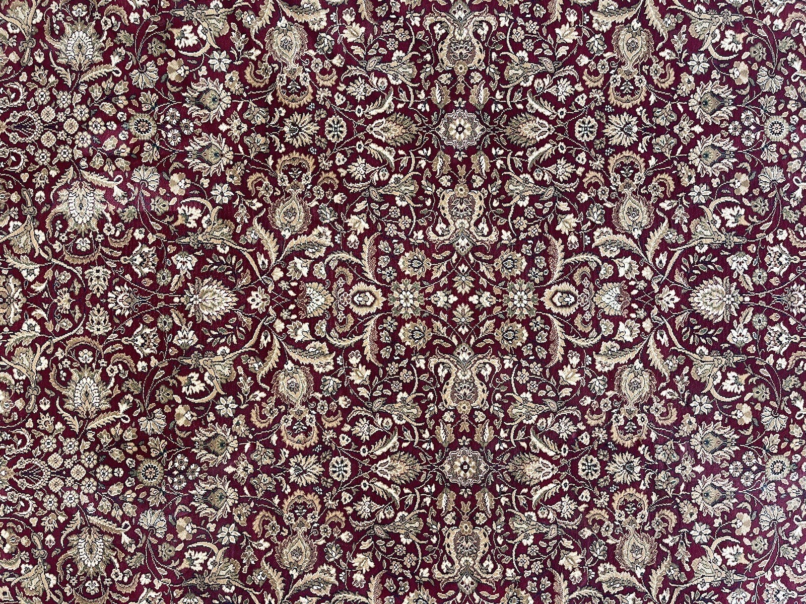 9.2’ X 12×7’ Red Ivory Tan Blue Floral Area Rug Thick Pile Stain Resistant
