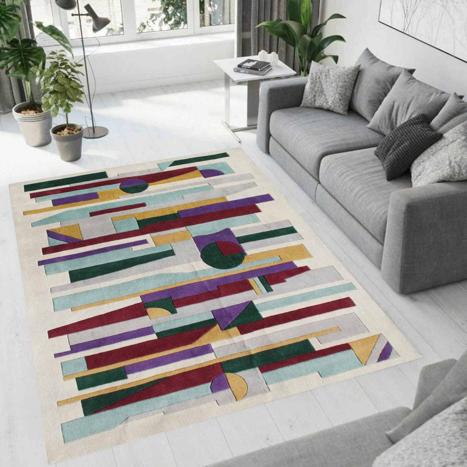 Hand-Tufted Modern Abstract Pattern with Artistic Flow Design, NZ Wool & Silk