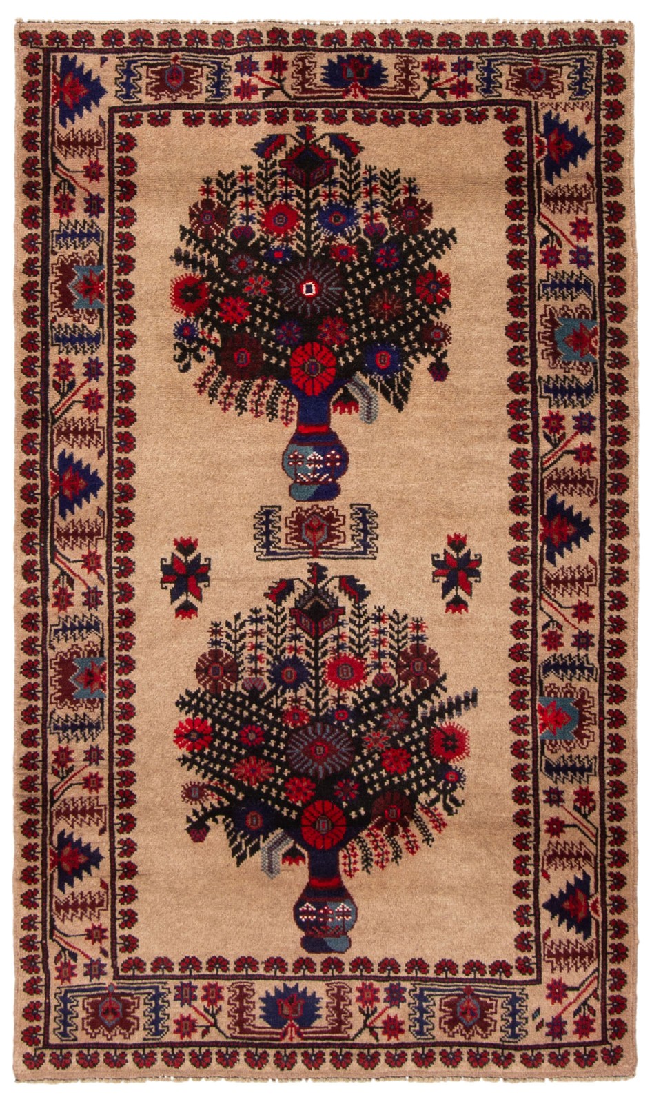 Vintage Hand-Knotted Area Rug 2’9″ x 4’10” Traditional Oriental Wool Carpet