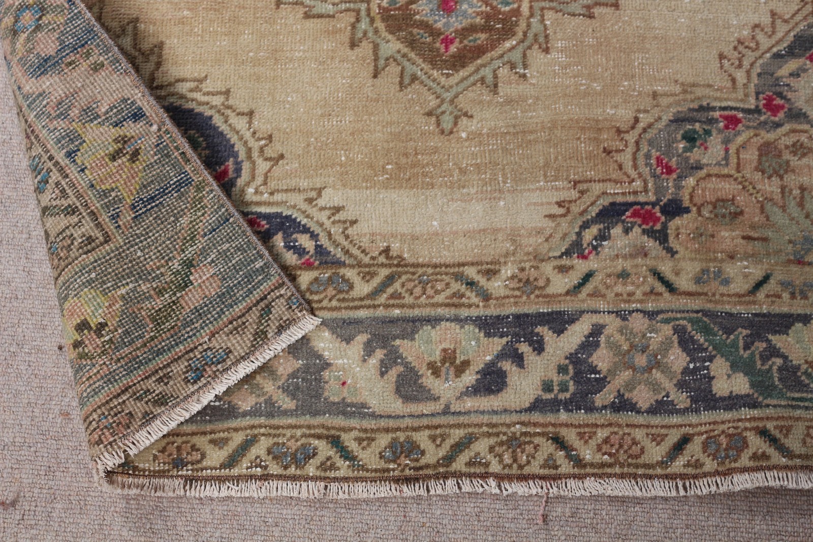 Vintage 3,5×7,4 ft Area Rug, Turkish Rug, Brown Abstract Rug