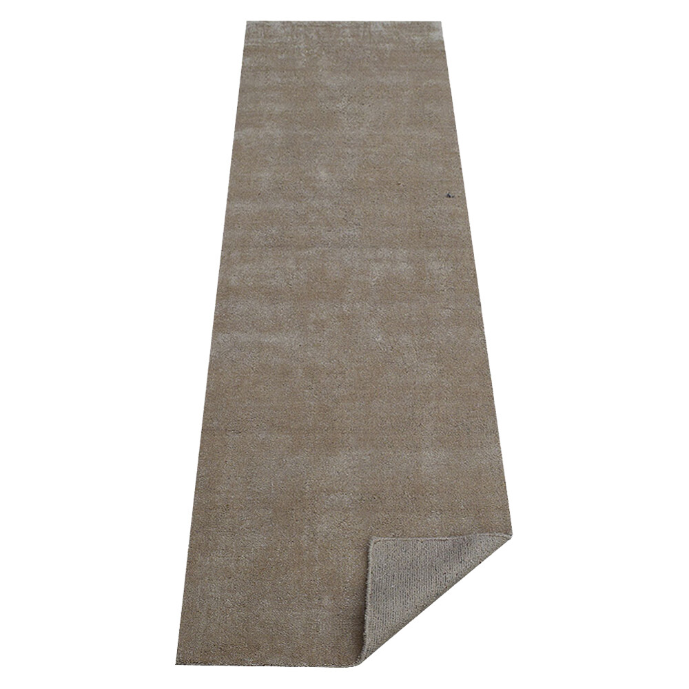 Hand Knotted Loom Silk Mix Runner Area Rugs Solid Beige BBH Homes BBLSM111