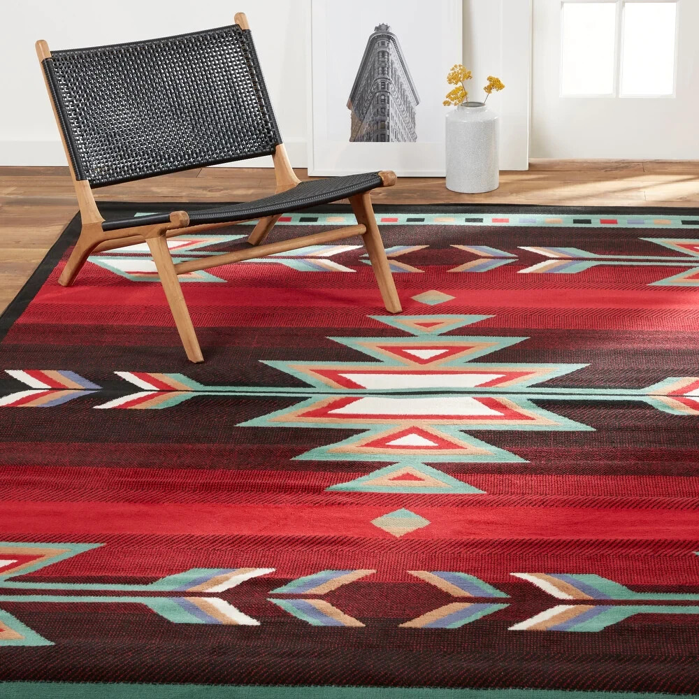 Southwestern Geometric Area Rug 8×11 Country Lodge Log Cabin Living Dining Room