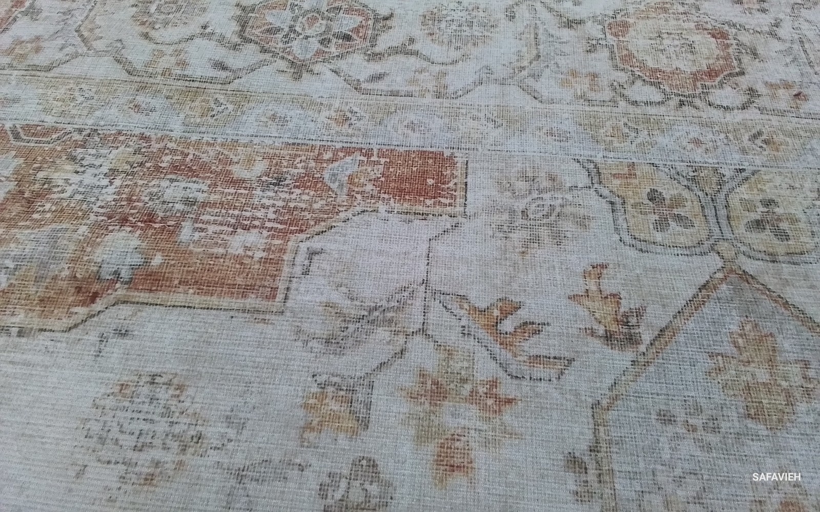 LIGHT GREY / RUST 5′-0″ x 5′-0″ Stained Rug Reduced Price 1172799888 TSN105F-5SQ