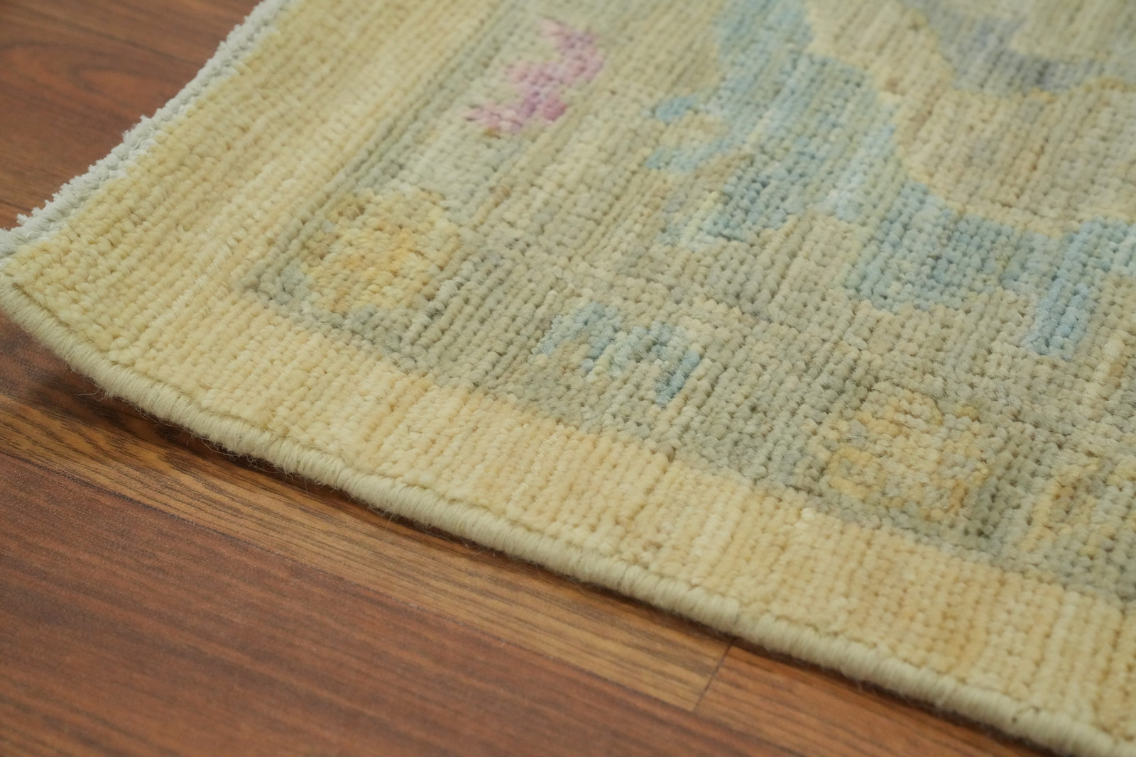 Handmade Yellow / Beige Oushak Turkish Area Rug 9×11 Ft Vegetable Dye Wool Rug