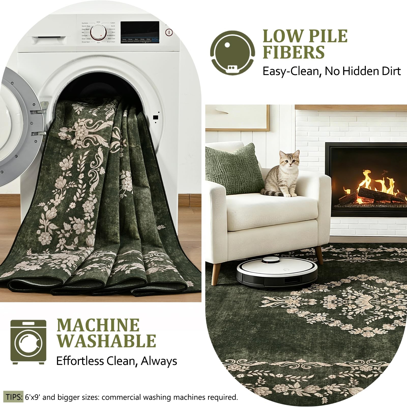 Entryway Rug 2×3 Washable Area Rugs for Bathroom, Vintage Boho Floral Distres…